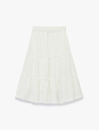 eli Lastikli Brodeli Midi Etek