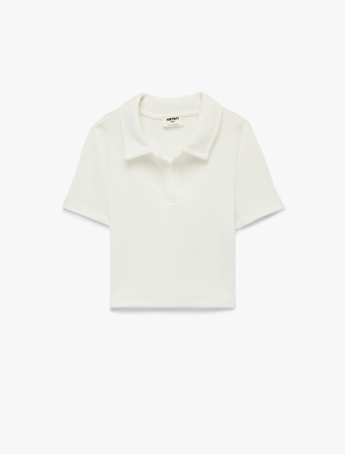 Kız Çocuk Pamuklu Kaşkorse Kısa Kollu Polo Yaka Tişört