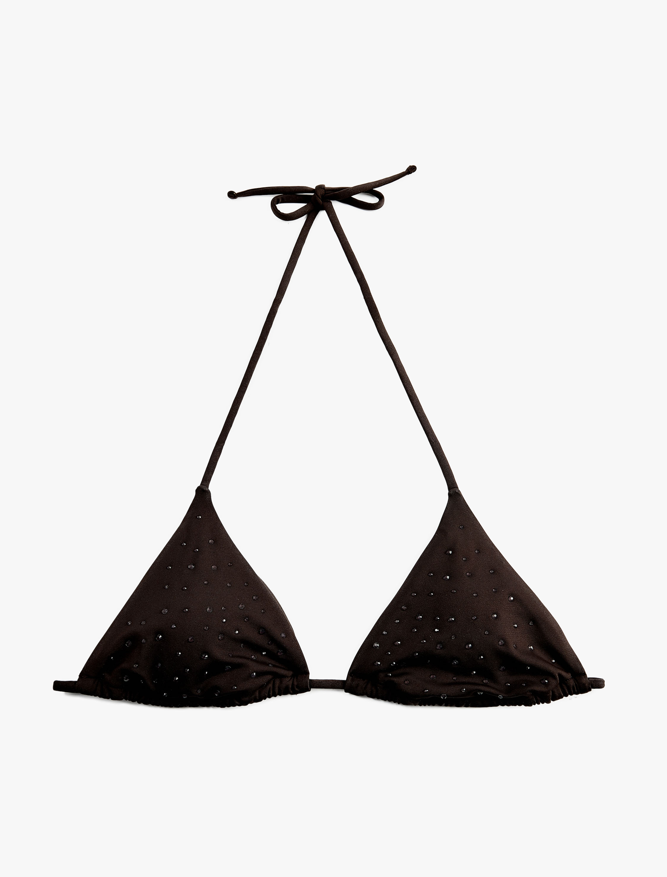   Boyundan Bağlamalı Taşlı Üçgen Bikini Üstü