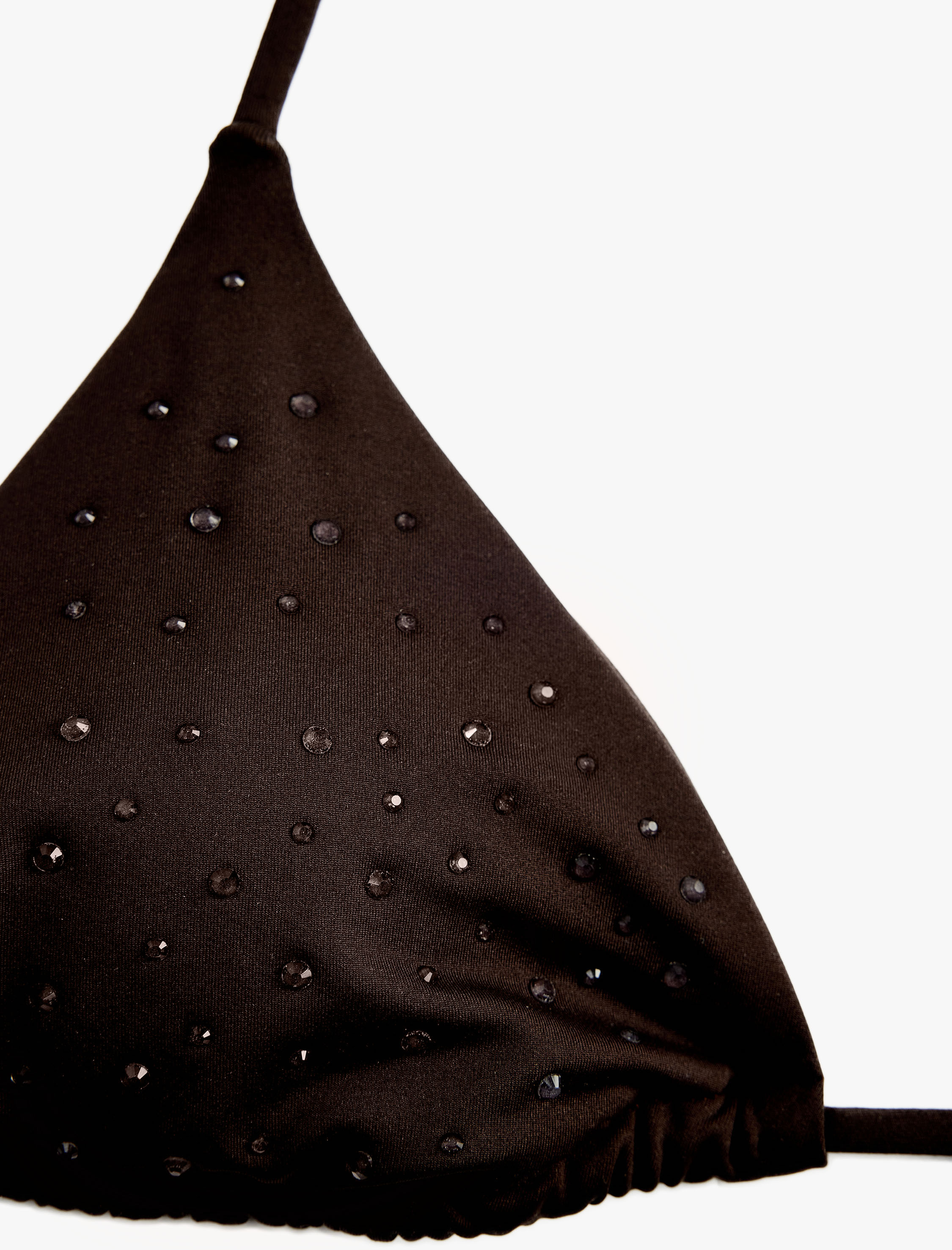   Boyundan Bağlamalı Taşlı Üçgen Bikini Üstü