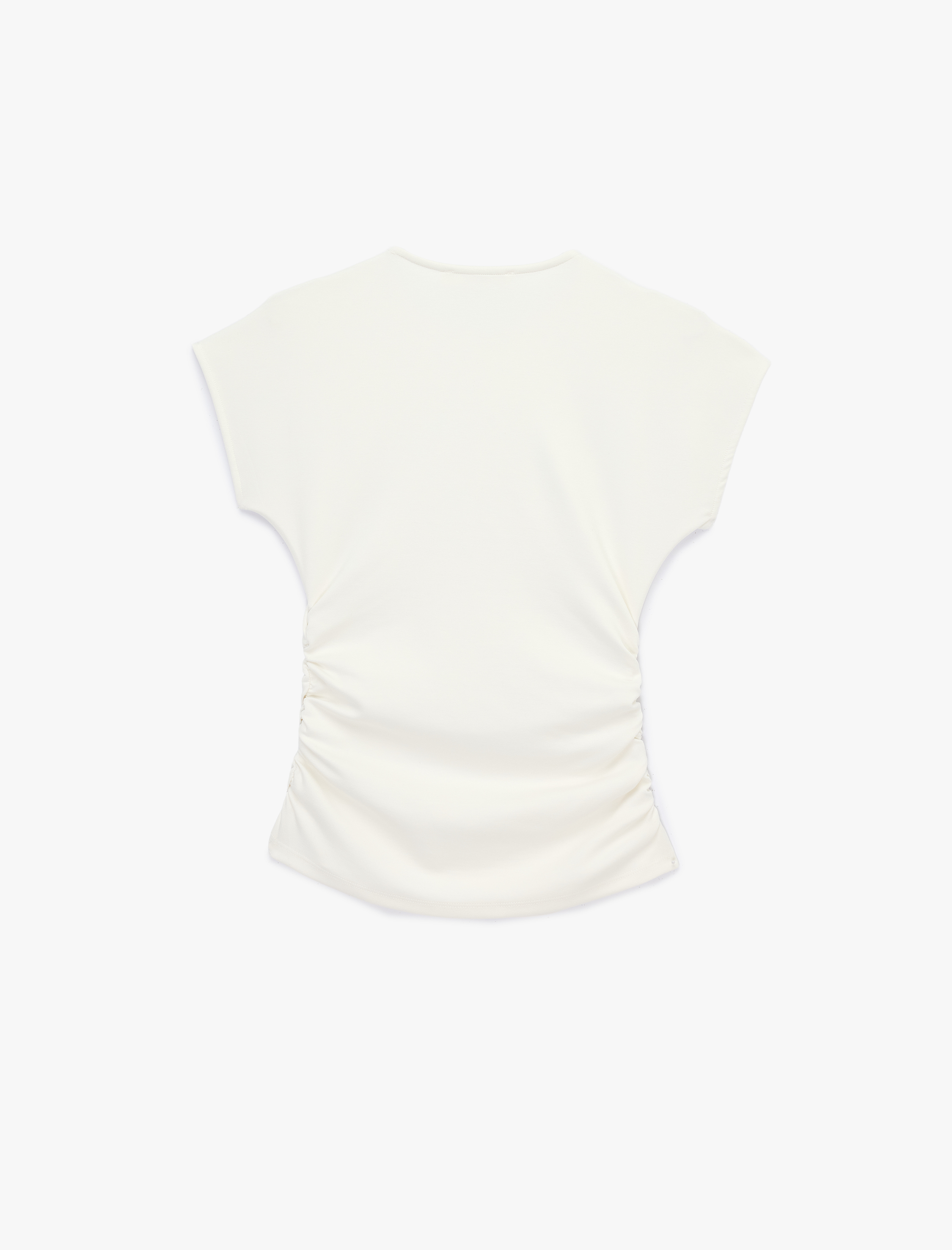   Slim Fit Kısa Kollu Bisiklet Yaka Büzgülü Tişört