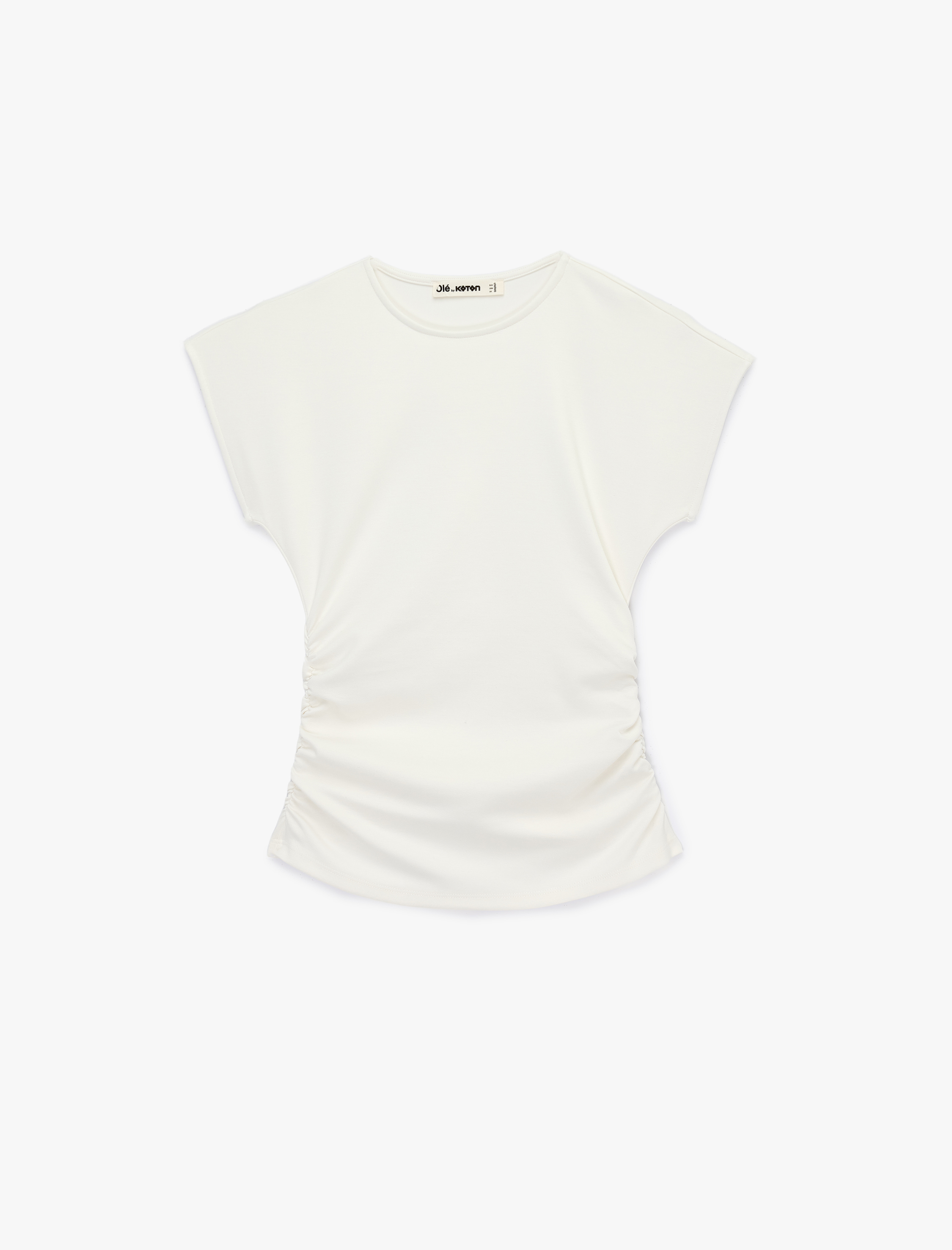   Slim Fit Kısa Kollu Bisiklet Yaka Büzgülü Tişört