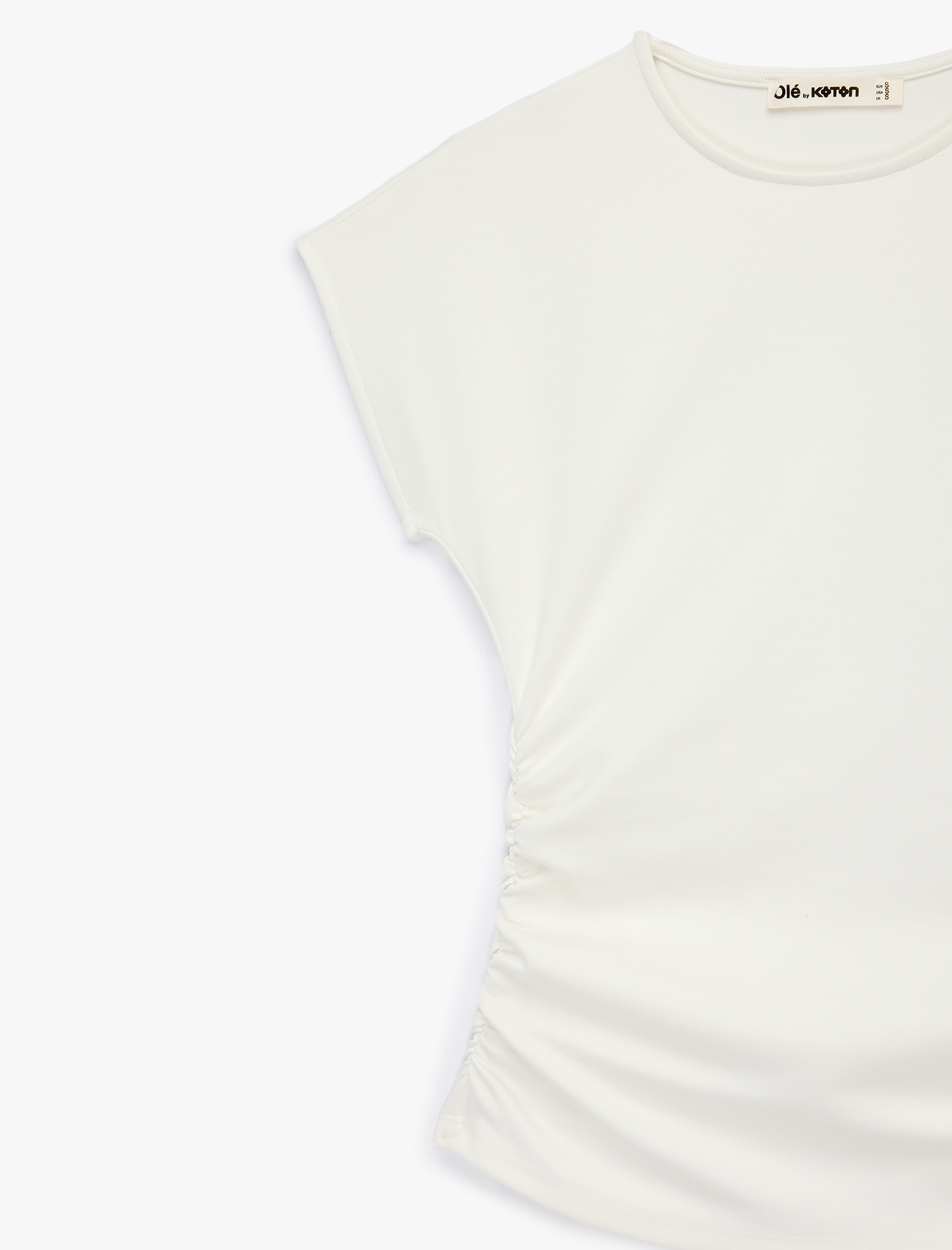   Slim Fit Kısa Kollu Bisiklet Yaka Büzgülü Tişört