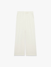 Pile Detaylı Geniş Paça Palazzo Pantolon