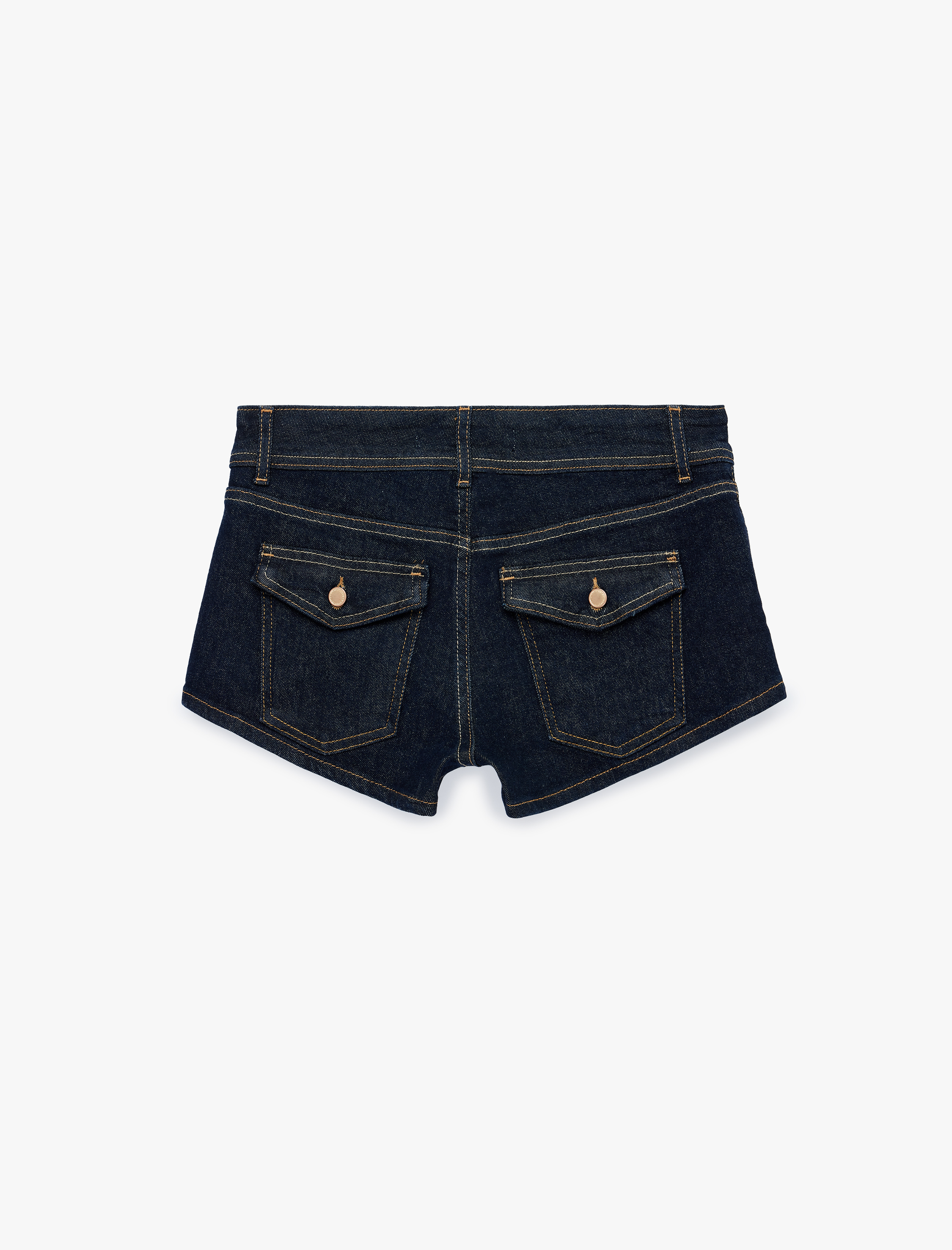   Standart Bel Düğmeli Cepli Ekstra Mini Denim Şort