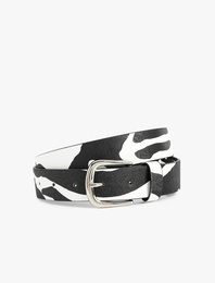 Zebra Desenli Metal Tokalı Suni Deri Kemer