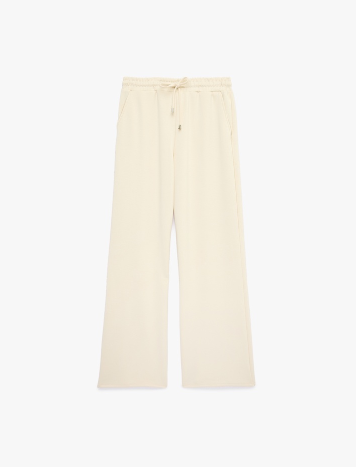  Beli Bağcıklı Lastikli Geniş Paça Eşofman Pantolon
