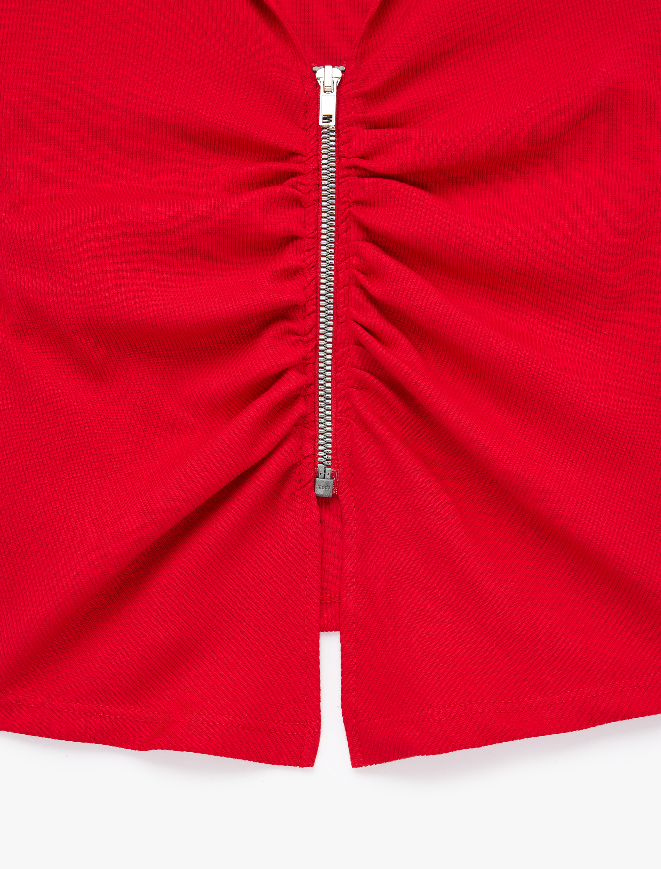   Slim Fit Kısa Kollu Klasik Yaka Fermuarlı Pamuklu Tişört