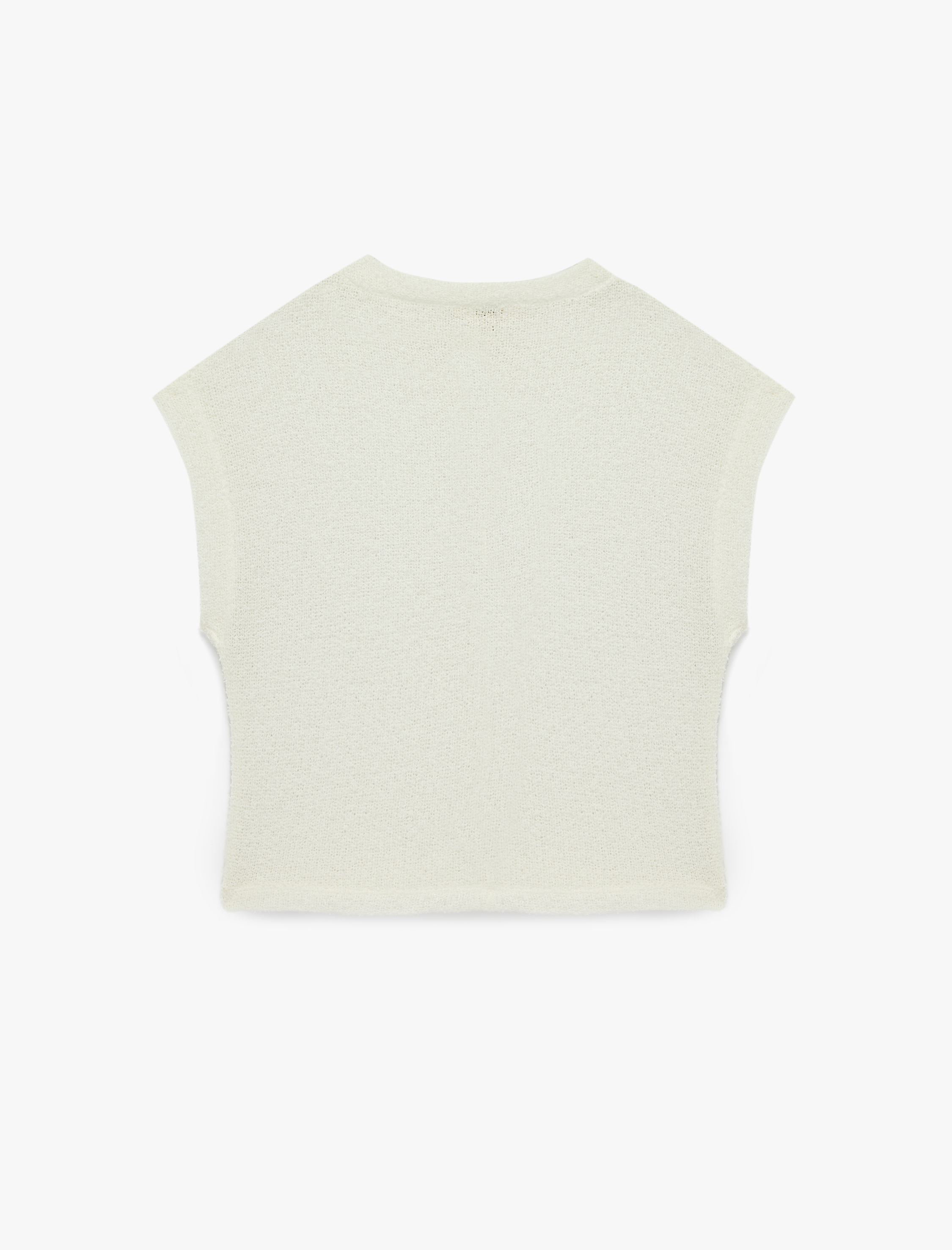   Pamuklu Yarı Transparan Hafif Dik Yaka Kolsuz Bluz