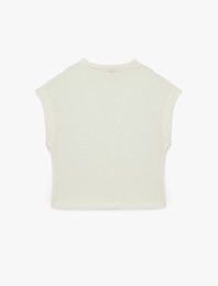 Pamuklu Yarı Transparan Hafif Dik Yaka Kolsuz Bluz