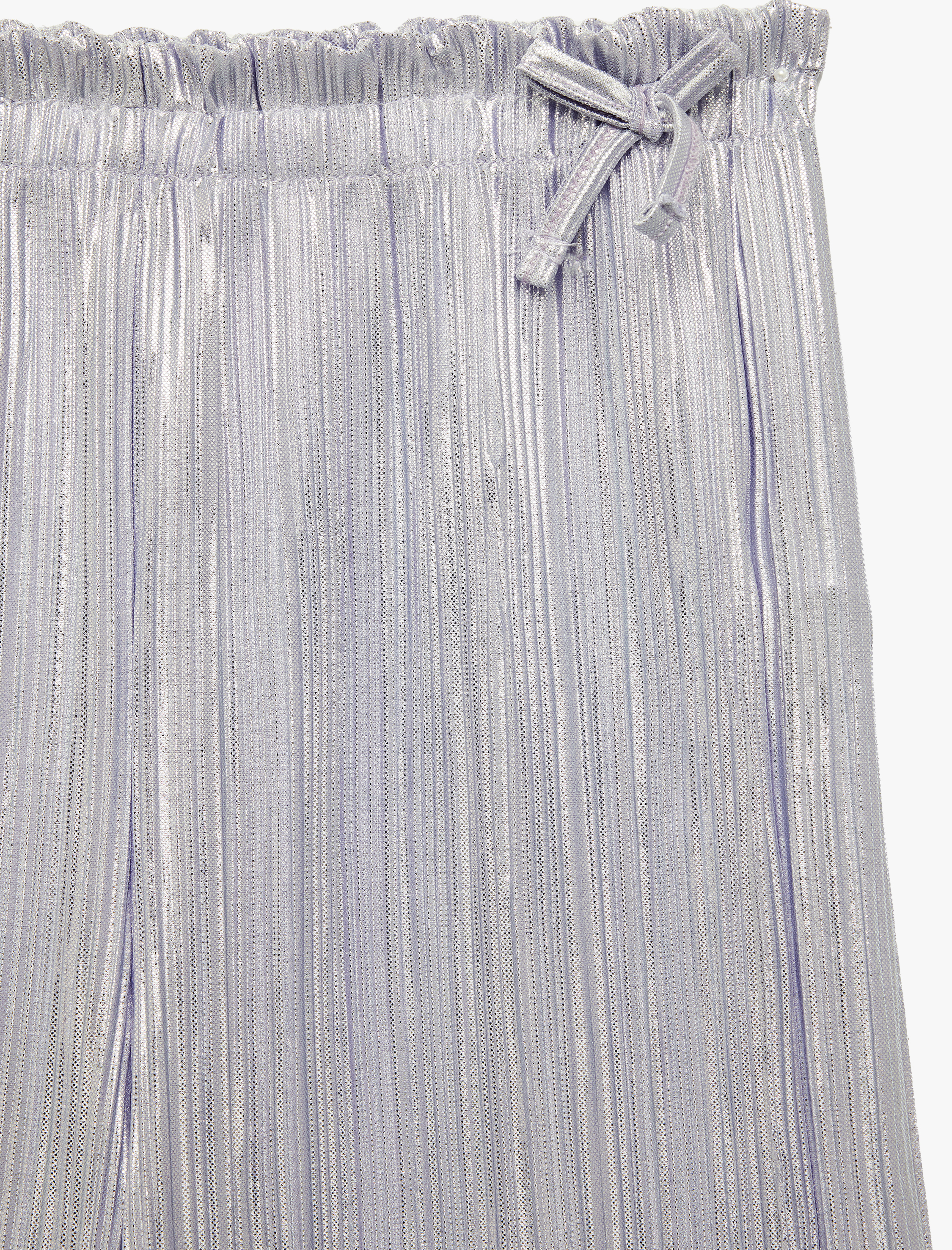  Kız Çocuk Pileli Beli Lastikli Parlak Geniş Paça Pantolon