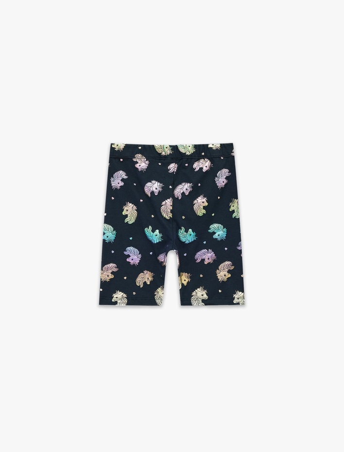 Kız Bebek Pamuklu Beli Lastikli Unicorn Baskılı Kısa Tayt