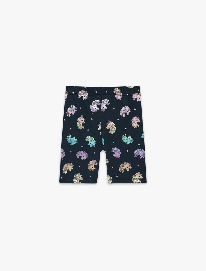 Kız Bebek Pamuklu Beli Lastikli Unicorn Baskılı Kısa Tayt