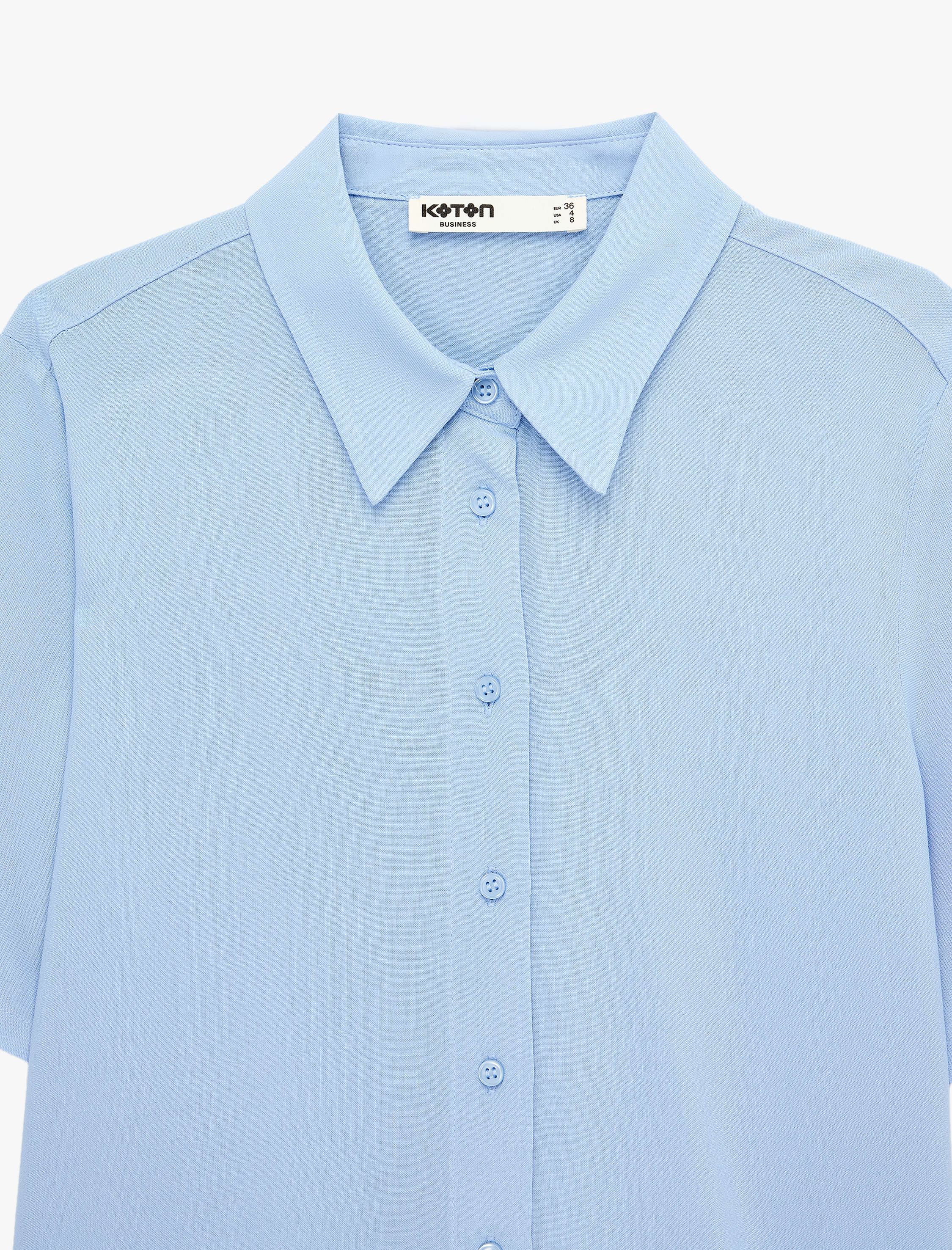   Regular Fit Klasik Yaka Düğmeli Viskon Kısa Kollu Gömlek