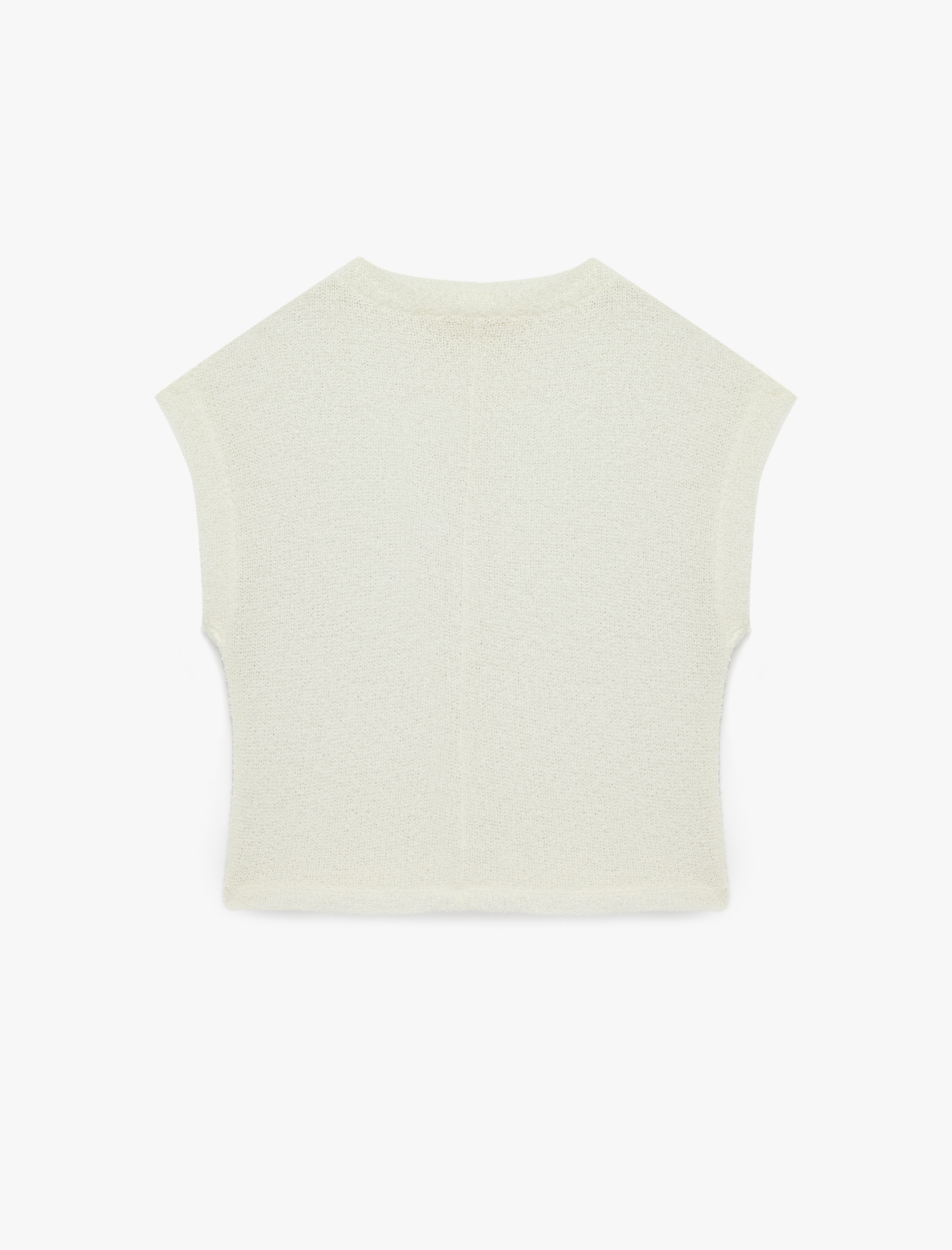   Pamuklu Yarı Transparan Hafif Dik Yaka Kolsuz Bluz