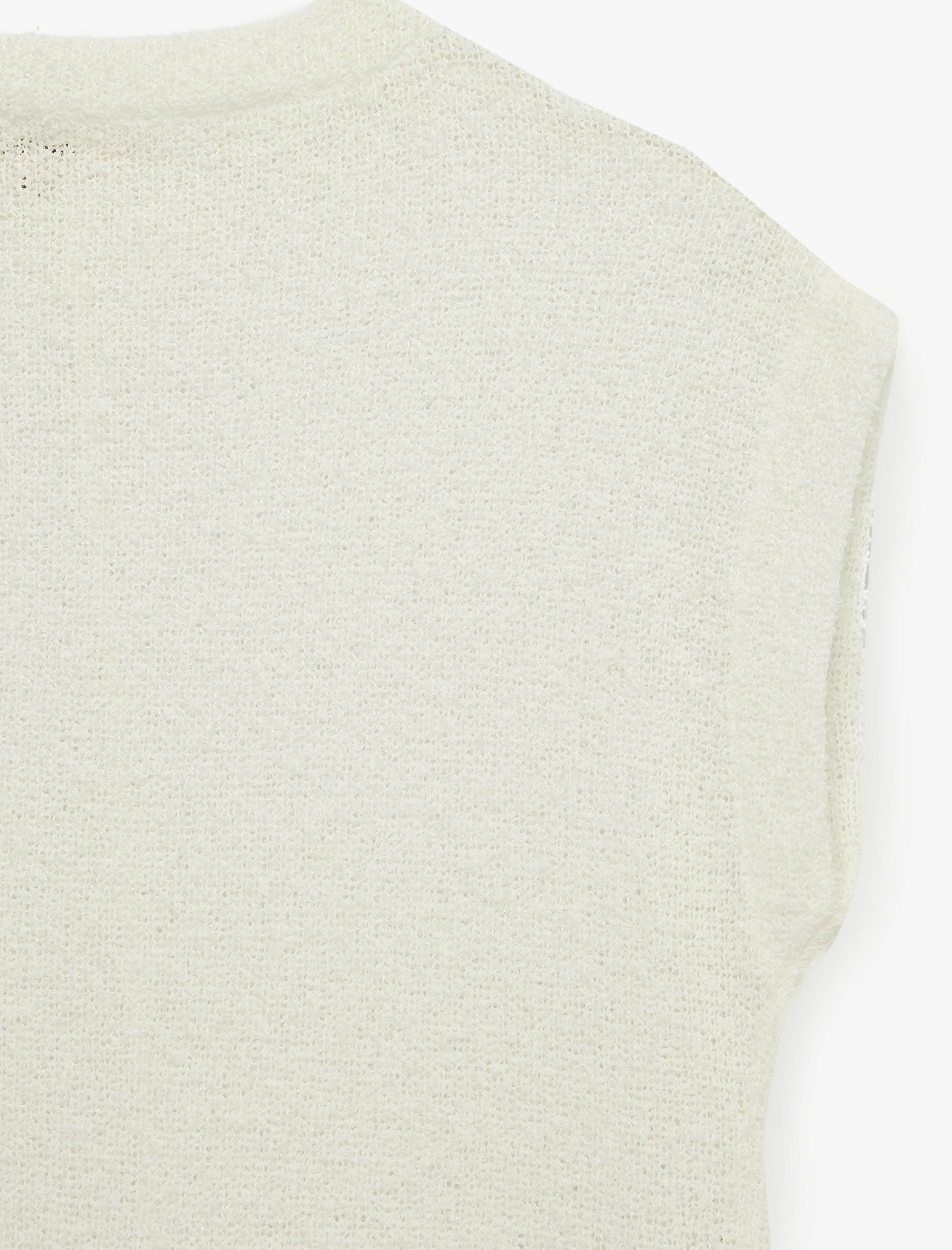   Pamuklu Yarı Transparan Hafif Dik Yaka Kolsuz Bluz