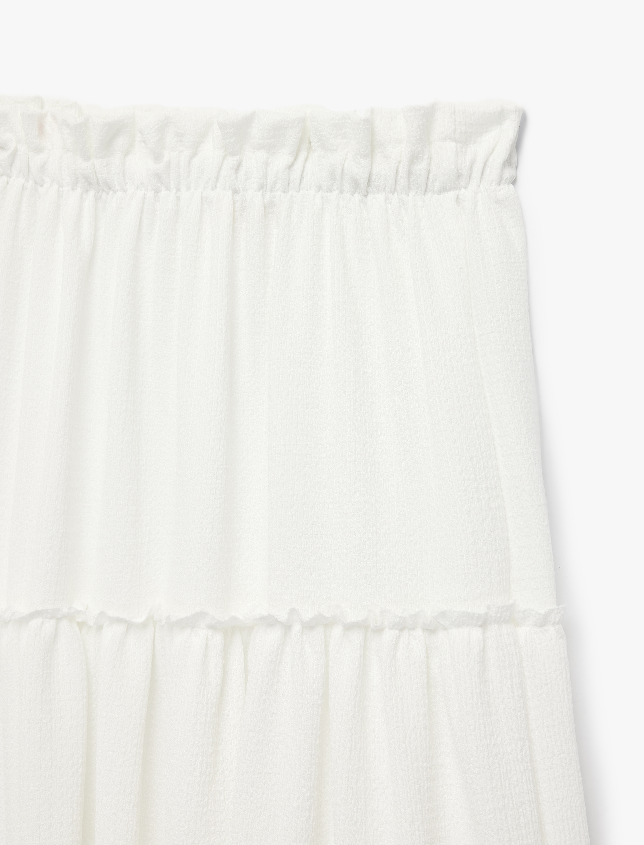 Beli Lastikli Kat Kat Detaylı Midi Etek - Görsel 5