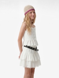 Dantel Detaylı Rahat Kesim Beli Lastikli Mini Etek