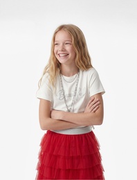 Katlı Beli Lastikli Mini Tütü Etek