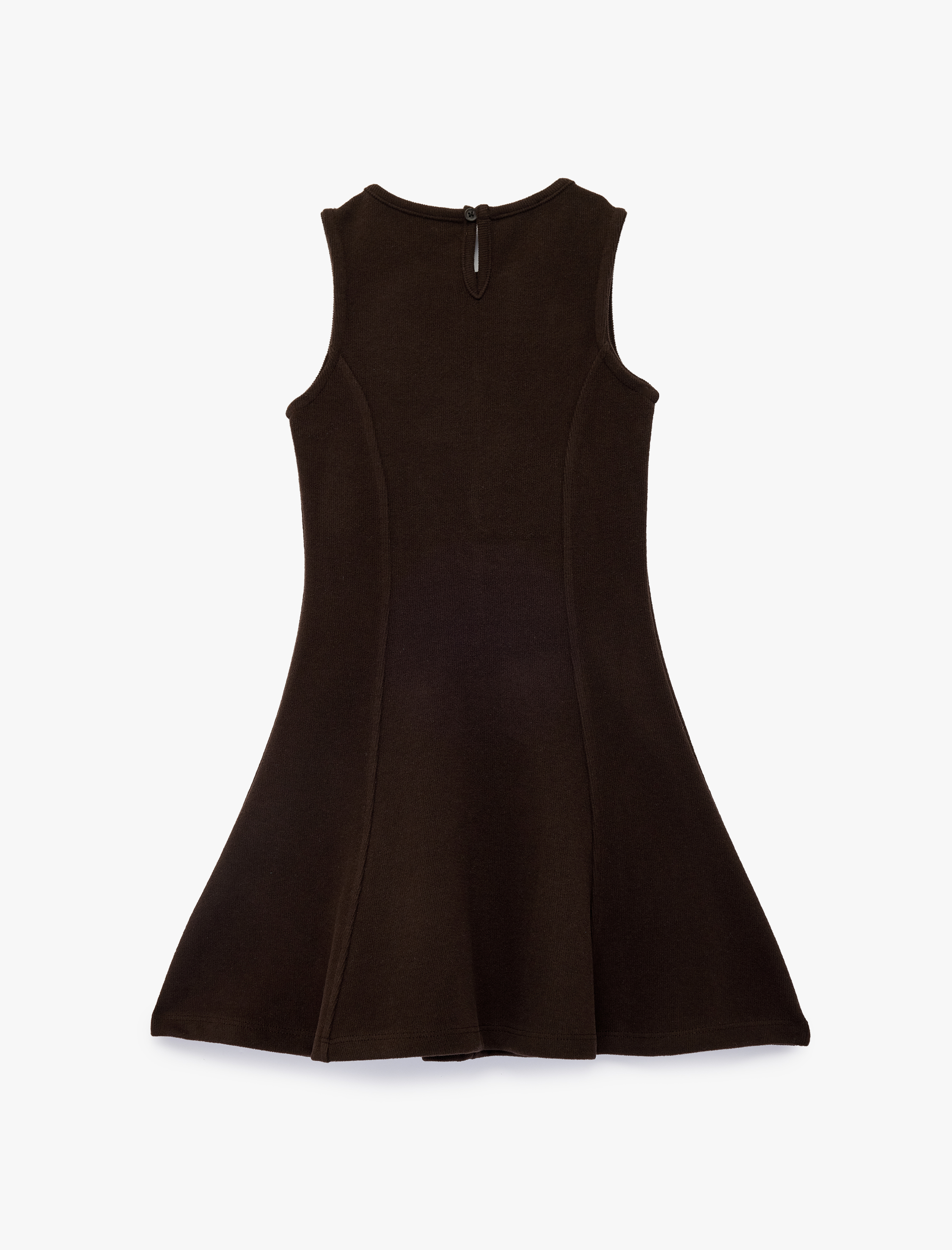 Bisiklet Yaka Kolsuz Dikiş Detaylı Pileli Elbise - Görsel 4