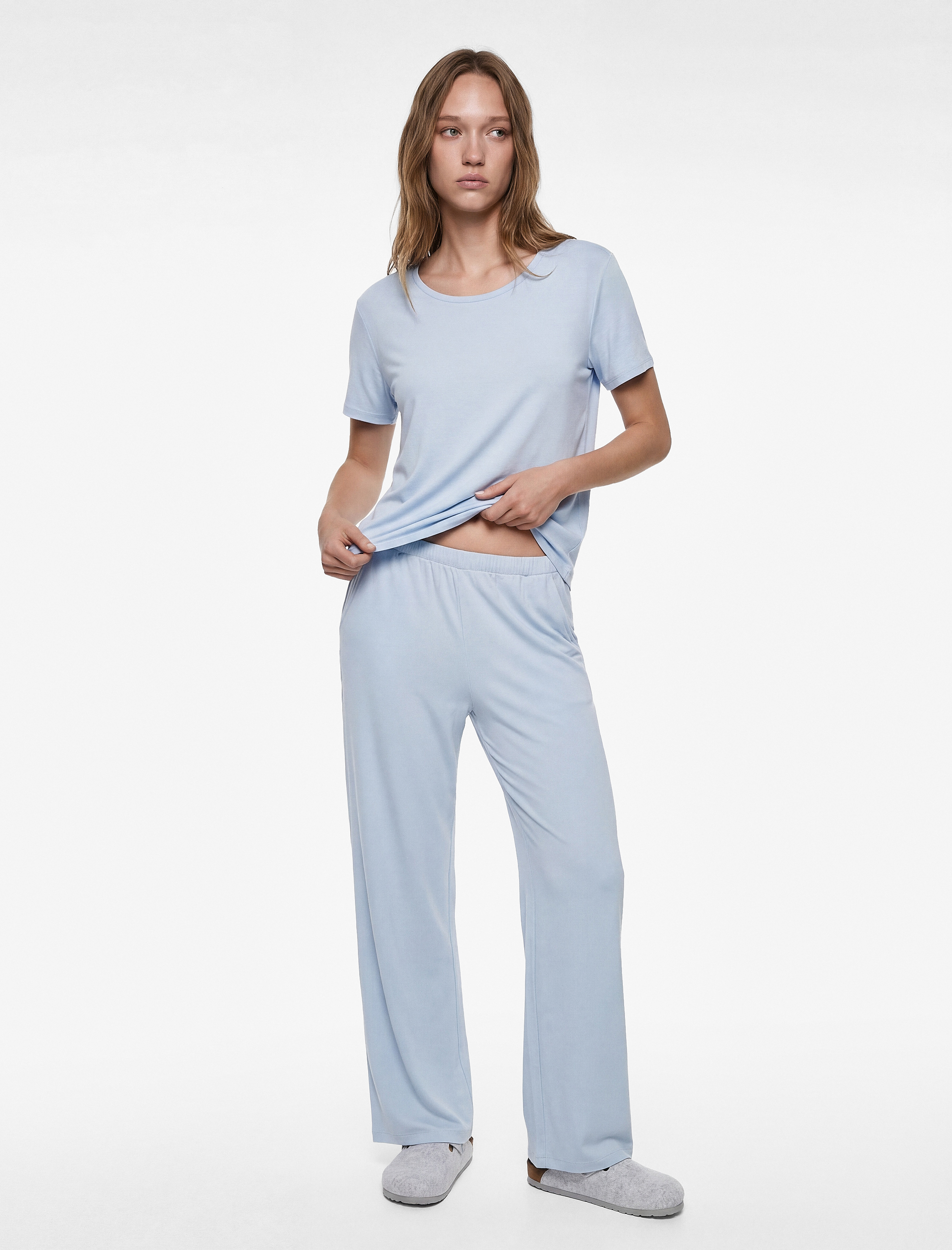   Beli Lastikli Cepli Viskon Pijama Altı