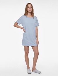 Cepli Bisiklet Yaka Kısa Kollu Viskon Gecelik