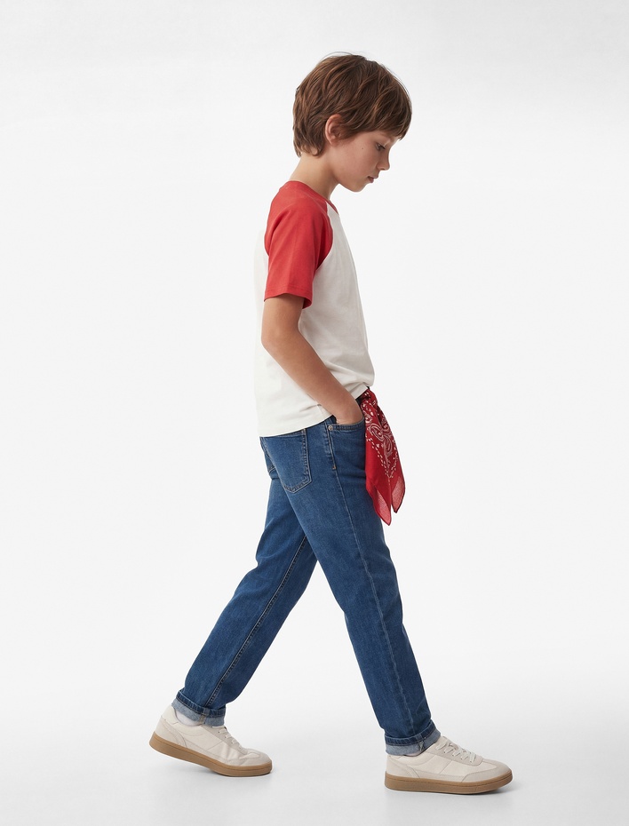 Erkek Çocuk Beli Ayarlanabilir Lastikli Cepli Denim Pantolon