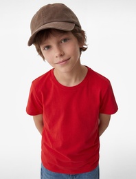 Kısa Kollu Bisiklet Yaka Pamuklu Basic Tişört