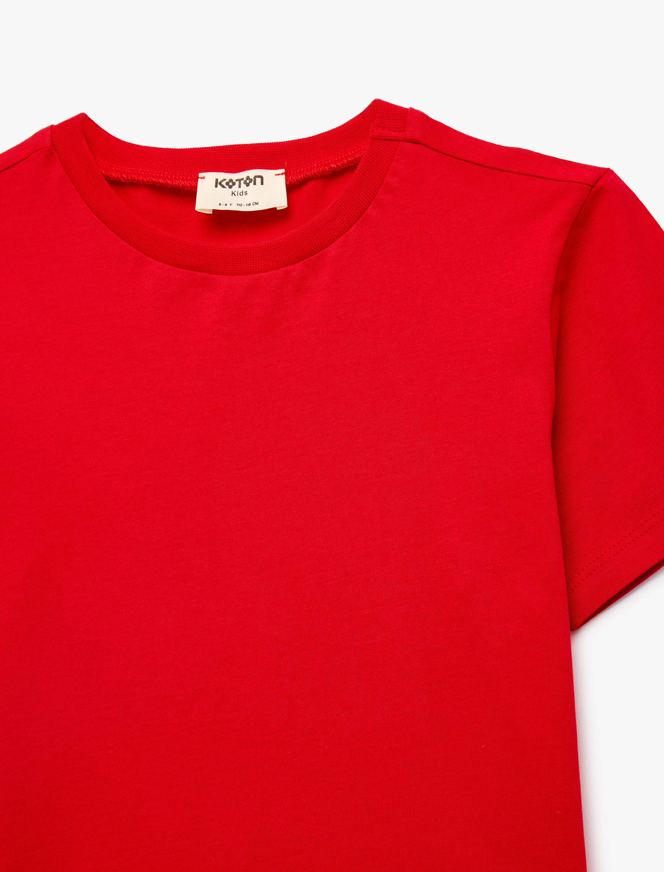 Kısa Kollu Bisiklet Yaka Pamuklu Basic Tişört - Görsel 5