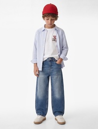 Pamuklu Cepli Rahat Kesim Denim Pantolon