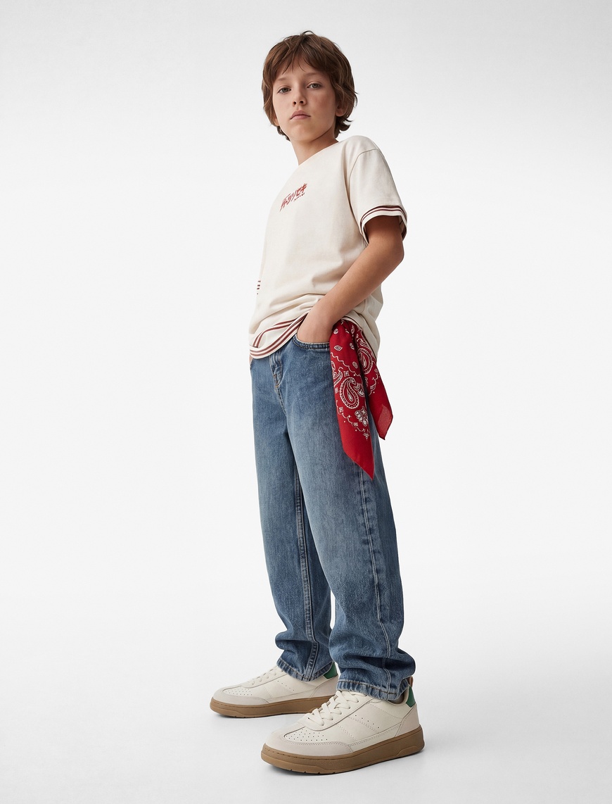 Koton Pamuklu Loose Fit Düğmeli Denim Pantolon