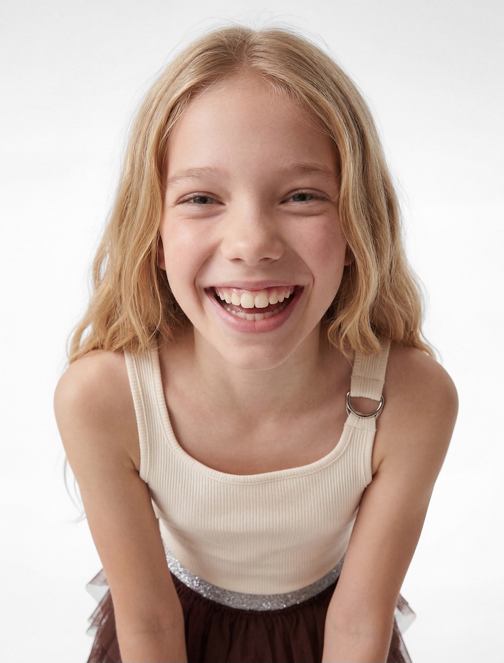 Kız Çocuk Tül Detaylı Fırfırlı Beli Lastikli Mini Tütü Etek