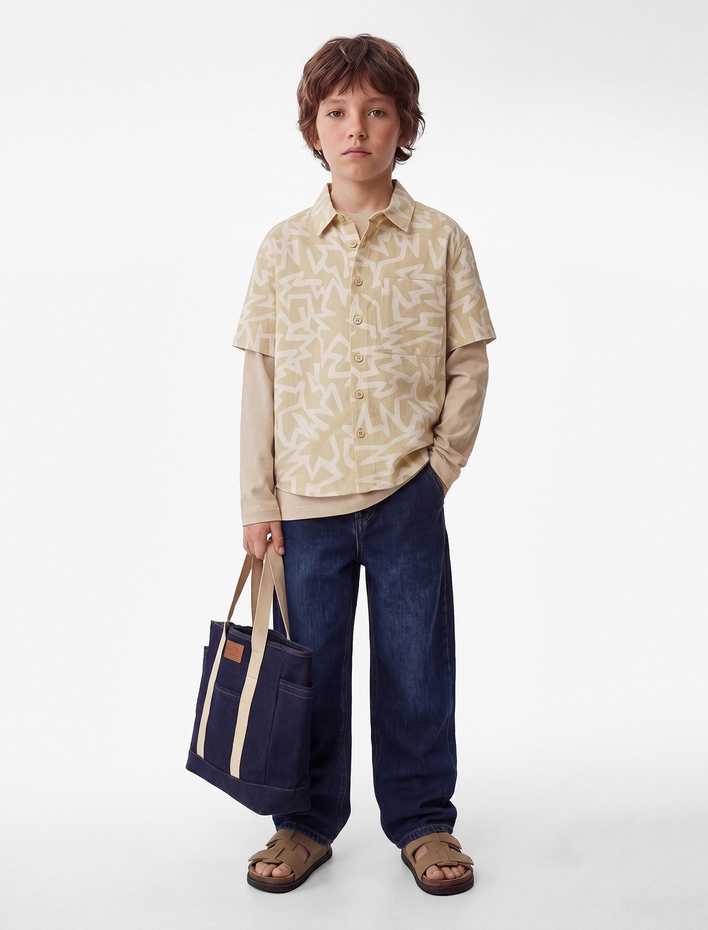 Erkek Çocuk Pamuklu Cepli Baggy Fit Denim Pantolon