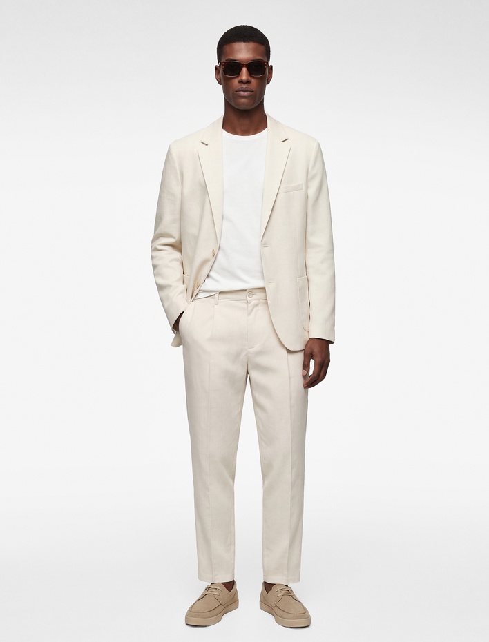  Uzun Kollu Viskon Karışımlı Cepli Düğmeli Mono Yaka Slim Fit Blazer Ceket