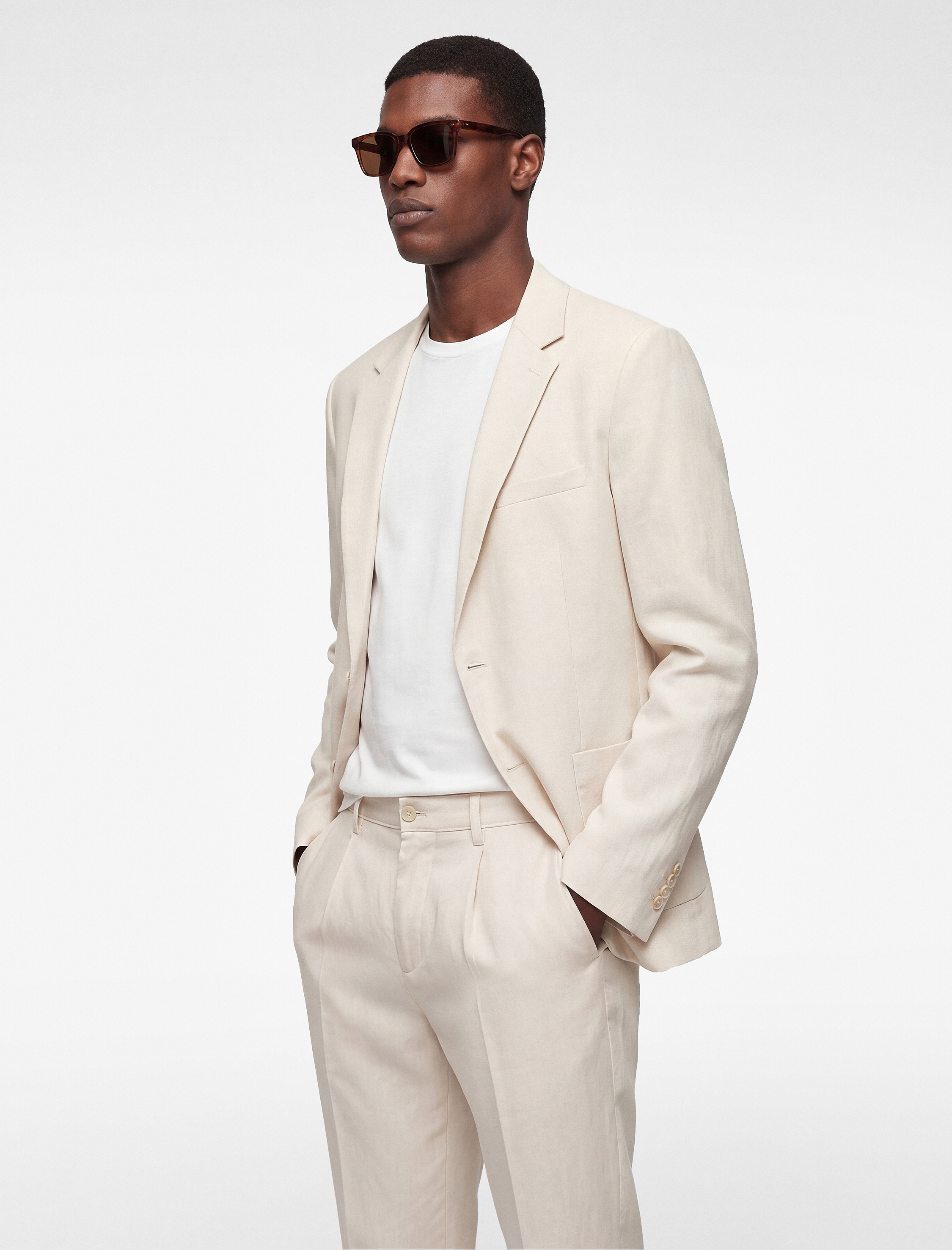 Uzun Kollu Viskon Karışımlı Cepli Düğmeli Mono Yaka Slim Fit Blazer Ceket - Görsel 2