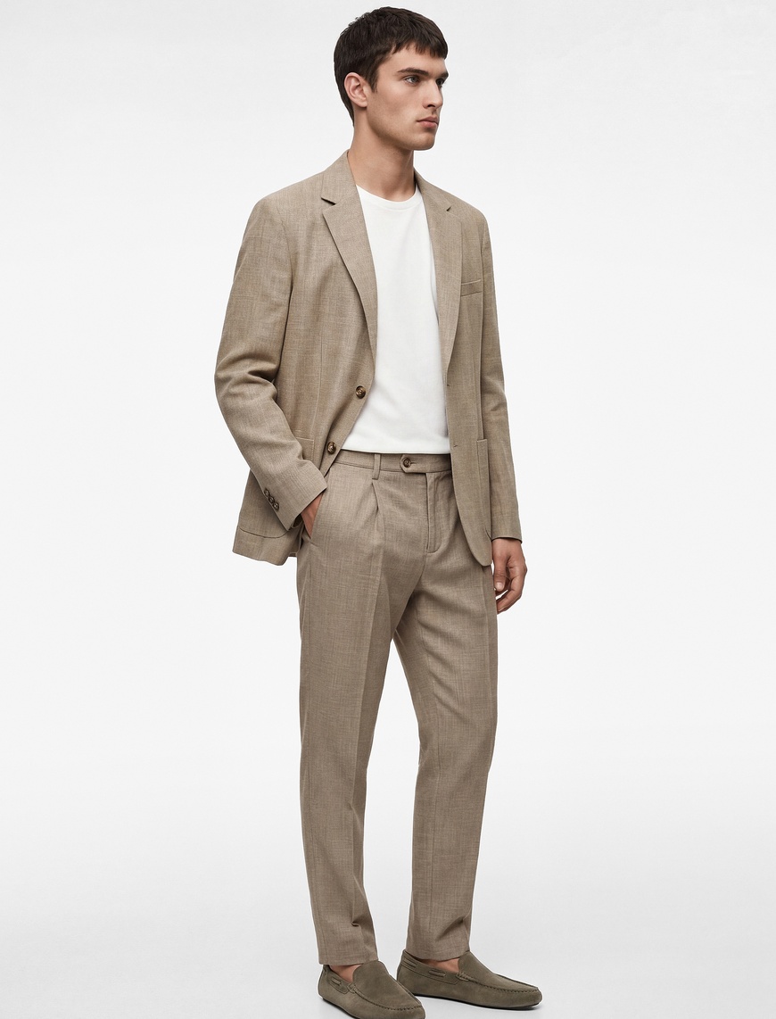Koton Erkek Uzun Kollu Viskon Karışımlı Cepli Düğmeli Mono Yaka Slim Fit Blazer Ceket