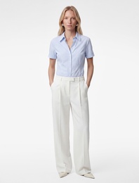 Slim Fit Klasik Yaka Kısa Kollu Çizgili Poplin Gömlek