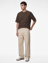Kısa Kollu Pamuklu Tok Kumaş Bisiklet Yaka Oversize Basic Tişört