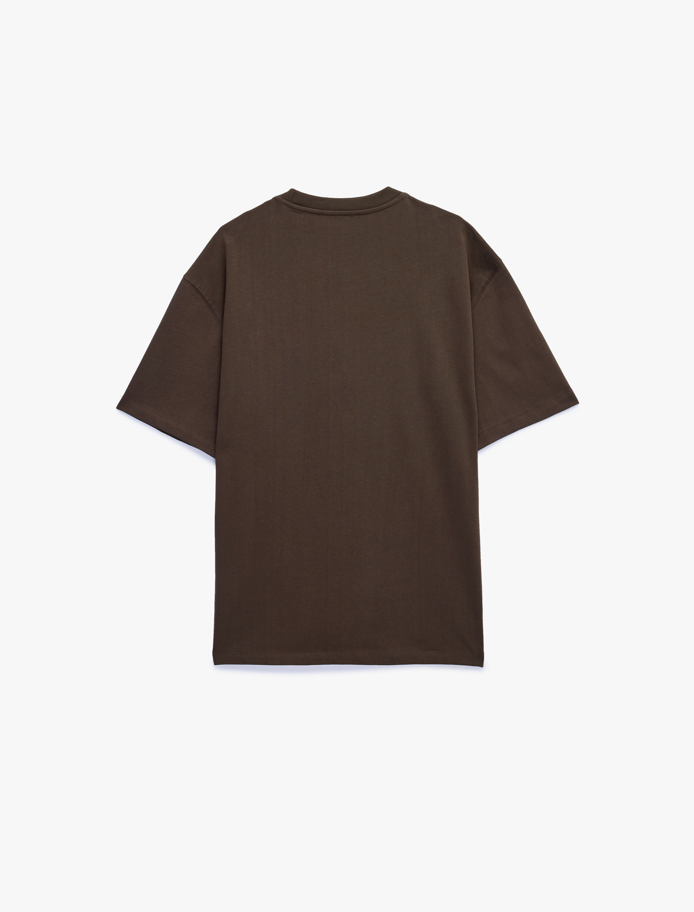   Kısa Kollu Pamuklu Tok Kumaş Bisiklet Yaka Oversize Basic Tişört