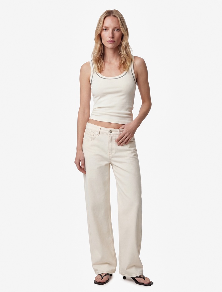  Pamuklu Slim Fit Dikiş Detaylı U Yaka Halter Yaka Fitilli Atlet