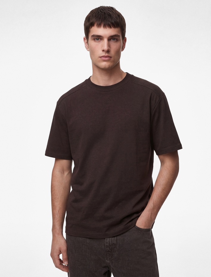  Uzun Kollu Oversize Bisiklet Yaka Kısa Kollu Basic Tişört