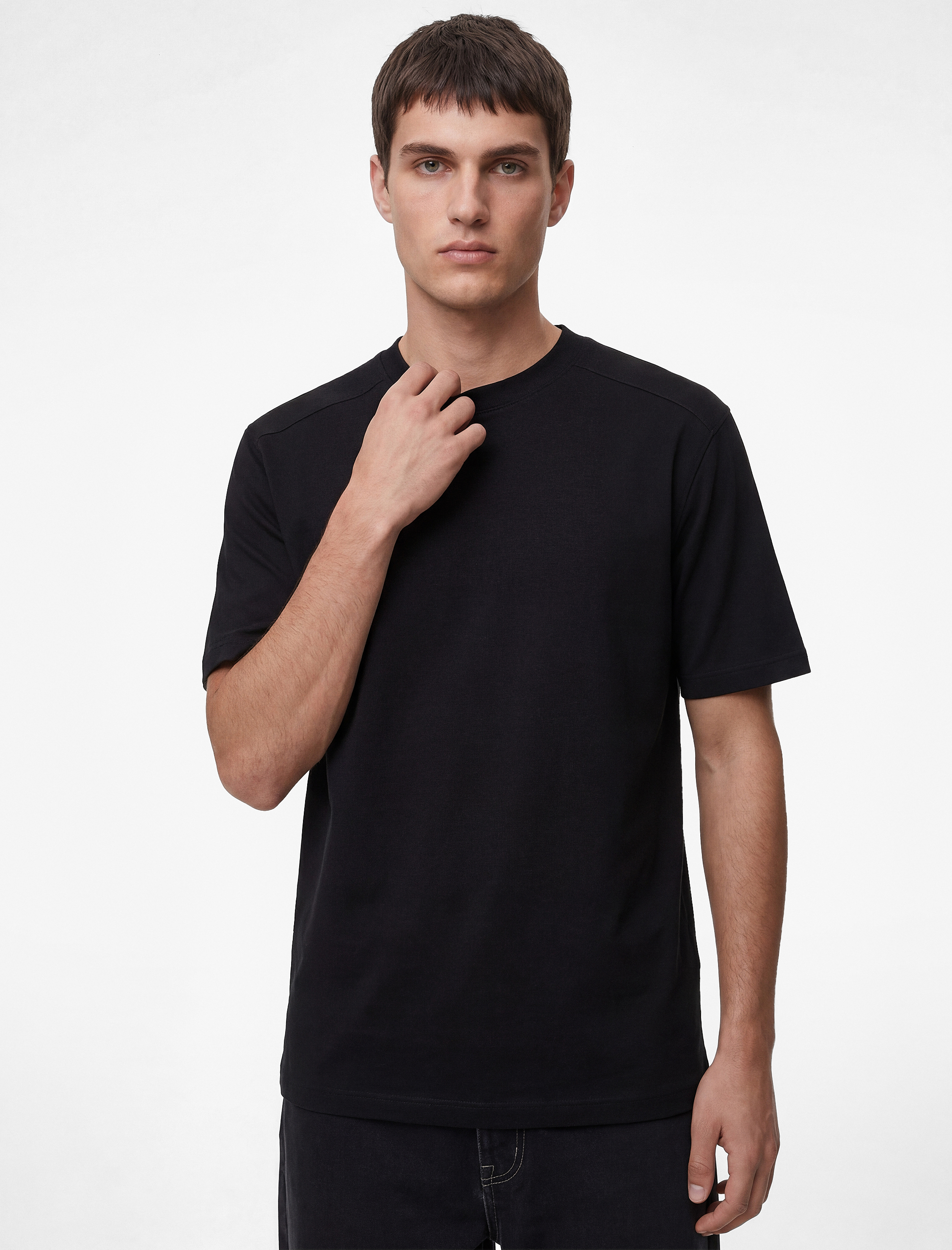   Uzun Kollu Oversize Bisiklet Yaka Kısa Kollu Basic Tişört