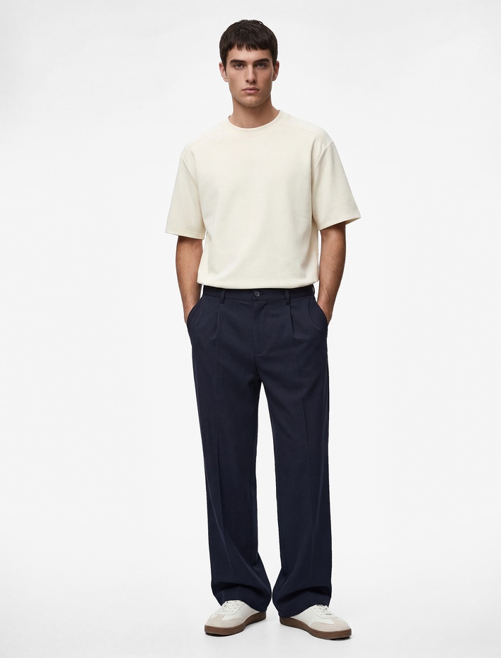  Uzun Kollu Oversize Bisiklet Yaka Kısa Kollu Basic Tişört