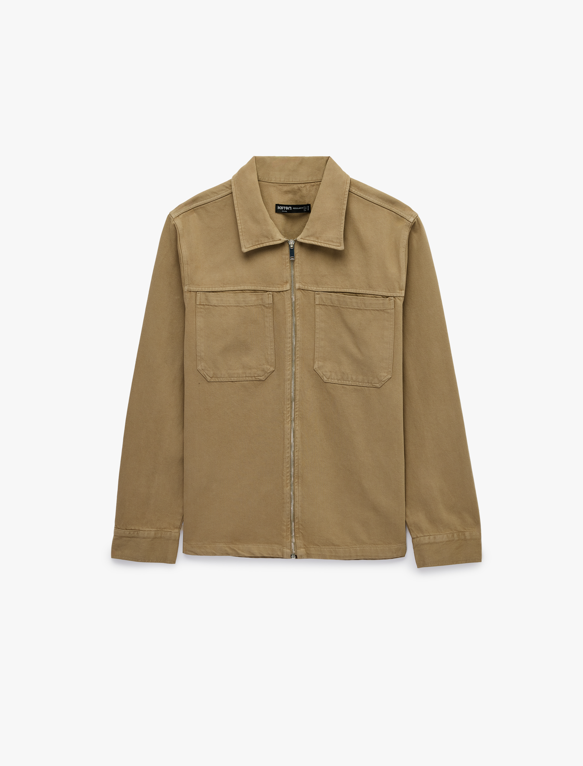 Regular Fit Uzun Kollu Cepli Klasik Yaka Gabardin Fermuarlı Gömlek - Görsel 2