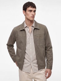 Regular Fit Uzun Kollu Cepli Klasik Yaka Gabardin Fermuarlı Gömlek