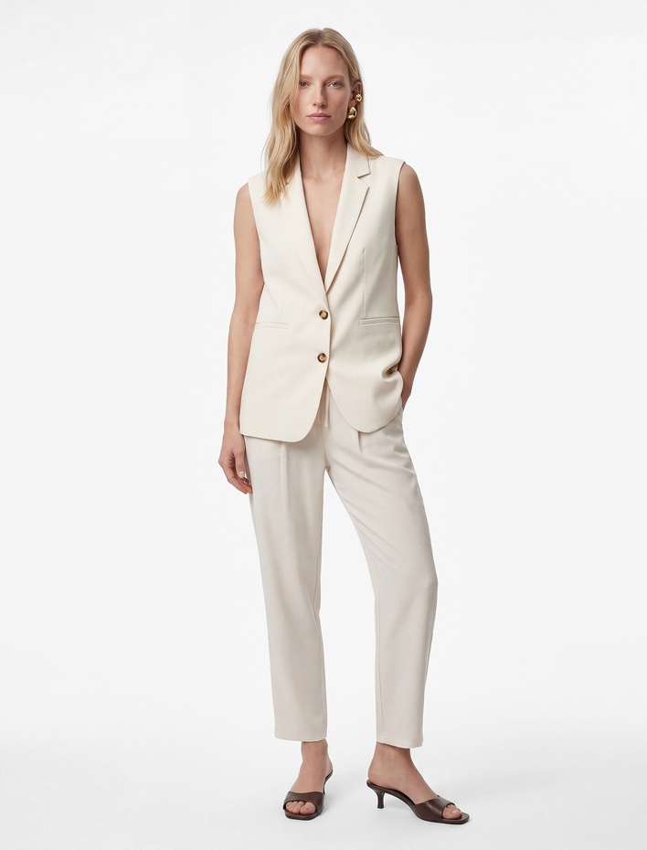  Rahat Kalıp Fiyonklu Bağcıklı Yüksek Bel Viskon Jogger Pantolon