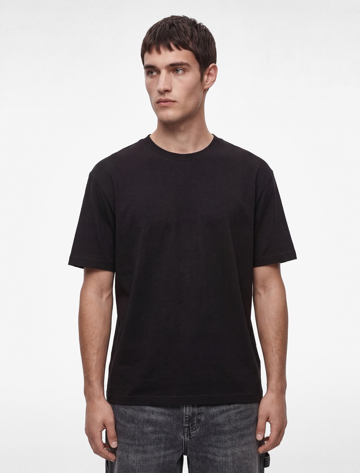  Bisiklet Yaka Rahat Kalıp Viskon Karışımlı Tok Scuba Kumaş Kısa Kollu Tişört