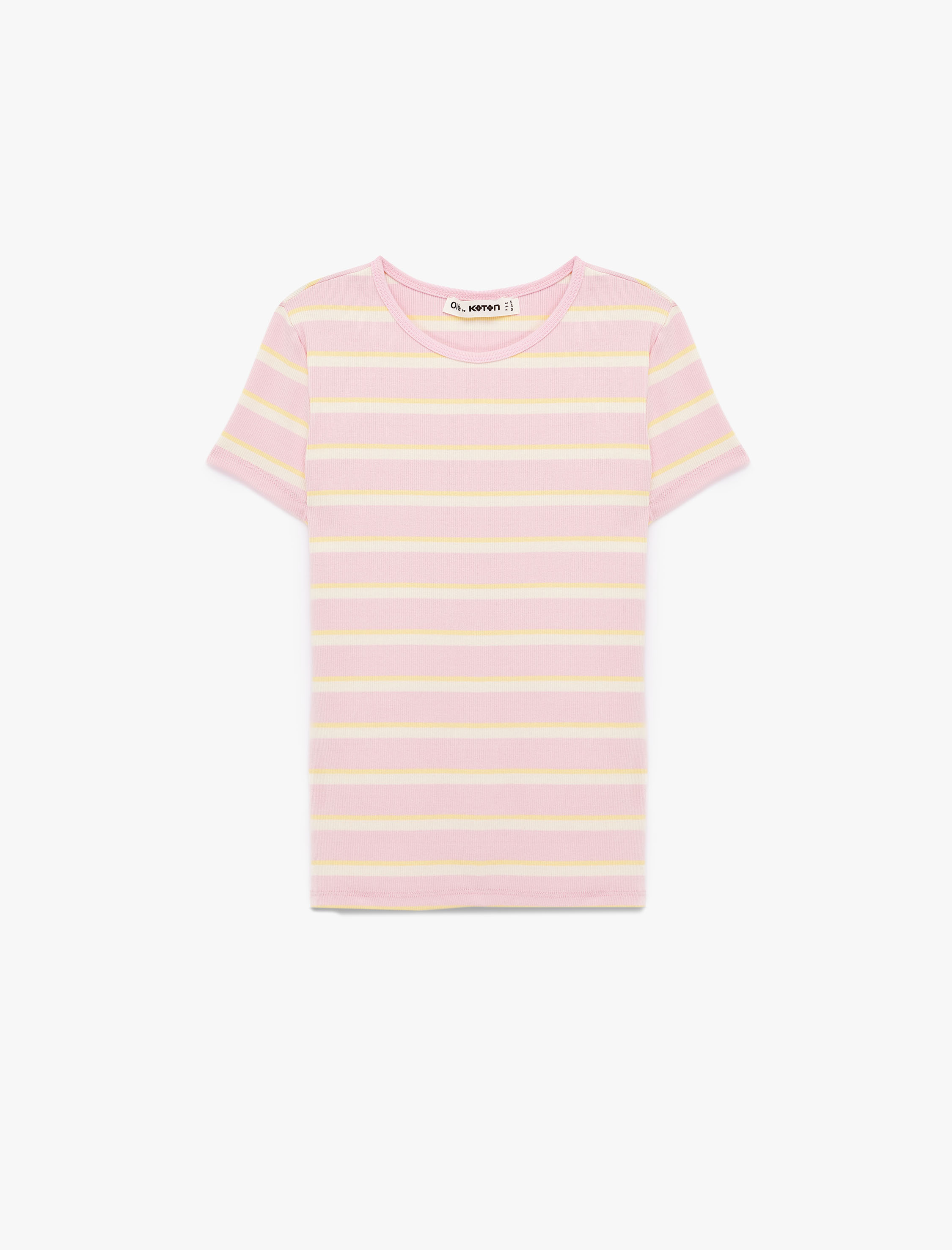   Çizgili Pamuklu Bisiklet Yaka Kısa Kollu Slim Fit Tişört