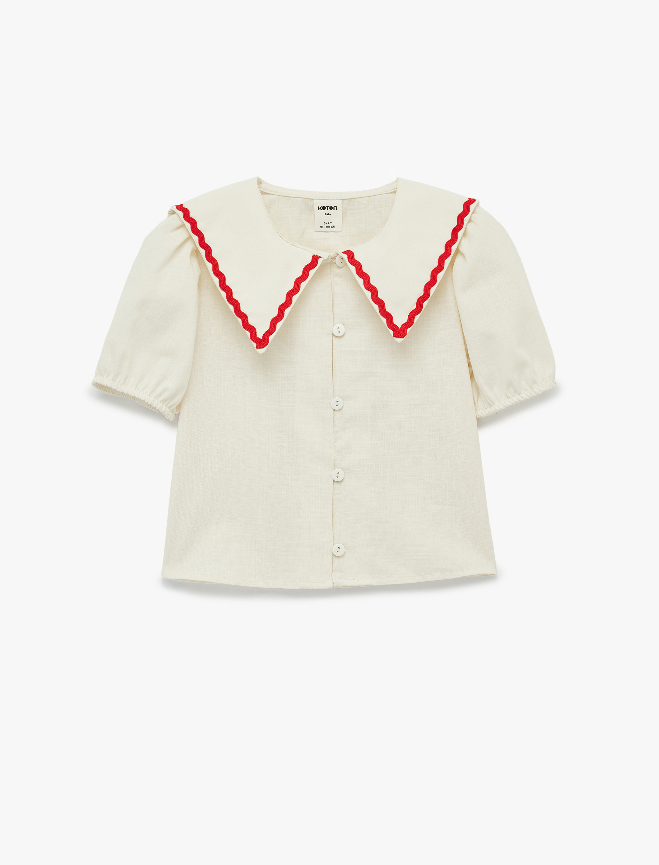  Kız Bebek Bebe Yaka Düğmeli Kısa Kollu Gömlek