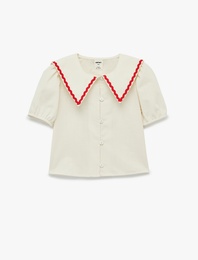 Bebe Yaka Düğmeli Kısa Kollu Gömlek